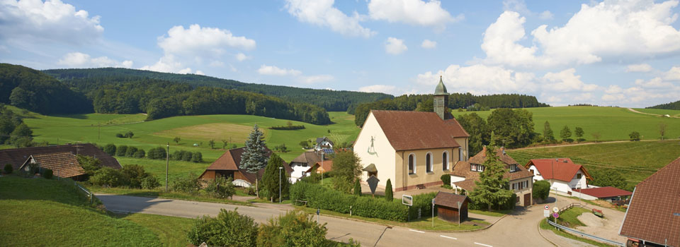 Blick vom Deutschen Hof über den Ortsteil Kirchhöf in Oberbiederbach